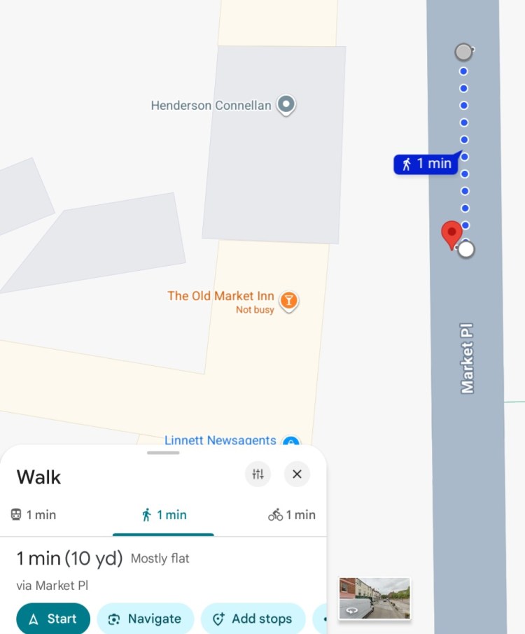 A map showing the length of Henderson Connellan as 10 yards.