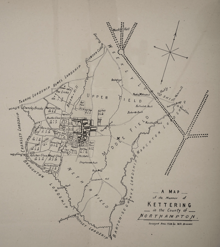 Map of Kettering from 1728.